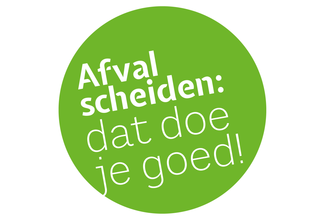Op het groene logo staat de tekst Afval scheiden dat doe je goed!