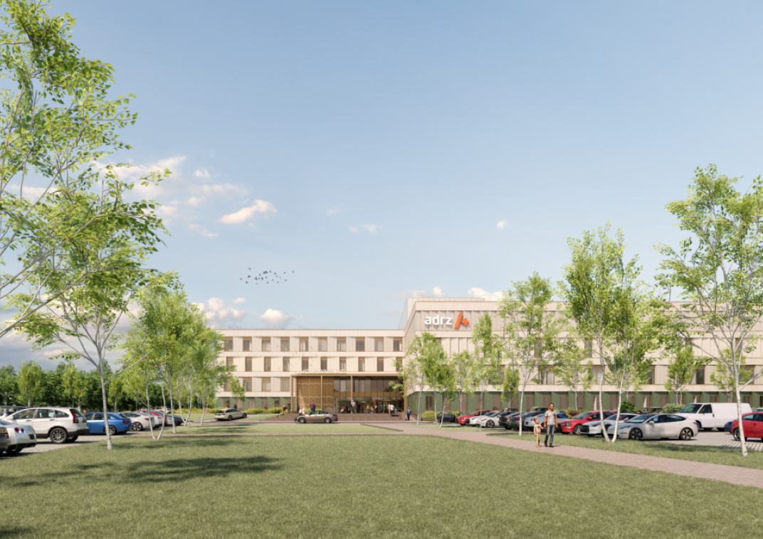 Impressie van entreeplein nieuwe ziekenhuis Adrz