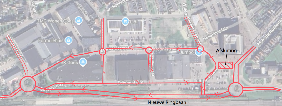 Nieuwe rijroute Edisonstraat